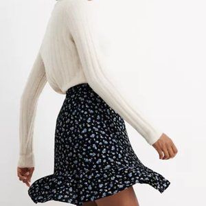 Madewell Blue/Black Floral Mini Skirt
